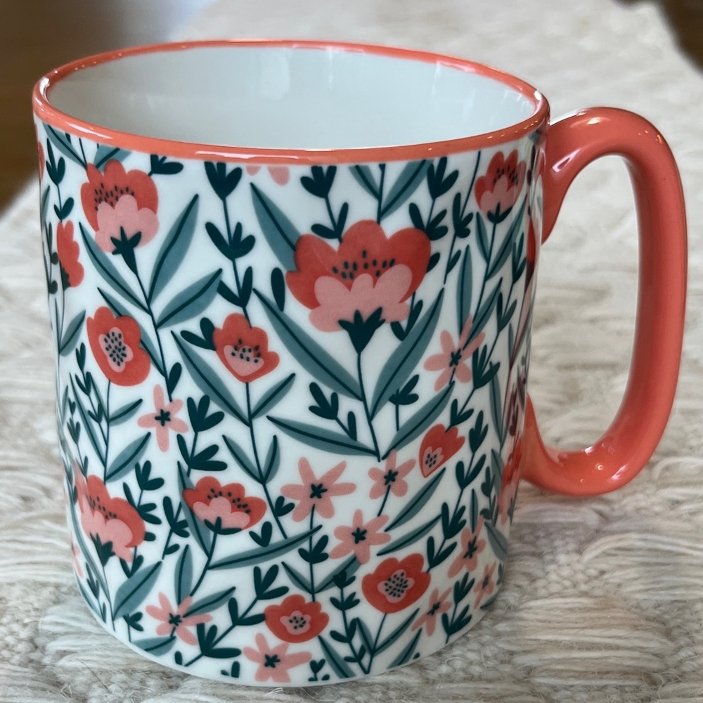 NWOT Strawberry Street Coral Floral Ceramic Mug